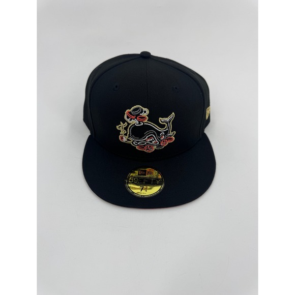 New Era 59FIFTY Neon Vegas Whales Hat Black Red Bottom Fitted 7 3/4 70688245
